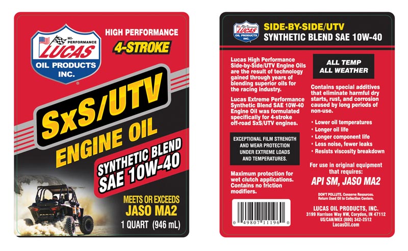 SxS Syn 10W-40 - Quart (Label)