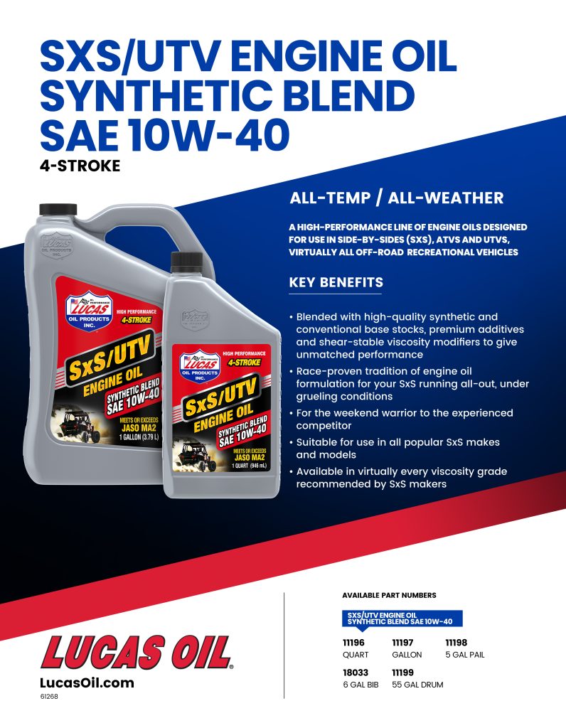 SxS Synthetic Blend Engine Oils Flyer