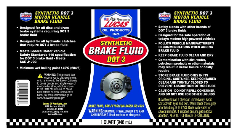 Synthetic Brake Fluid DOT3 - Quart (Label)