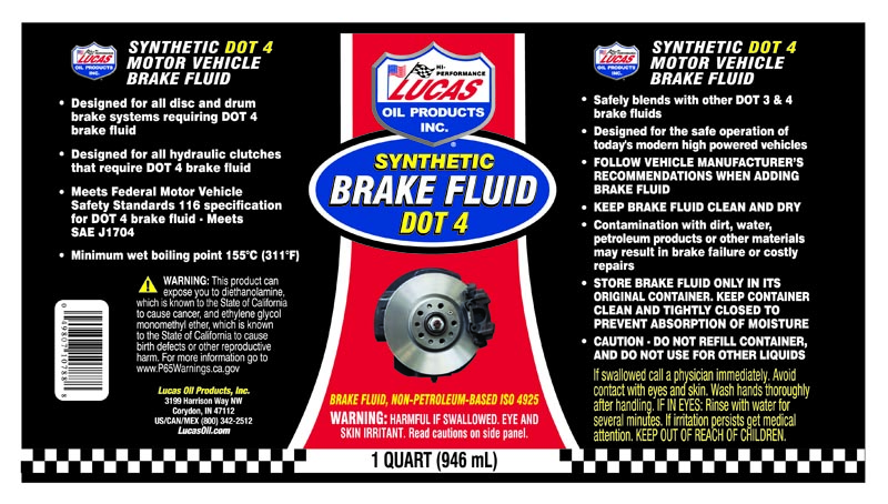 Synthetic Brake Fluid DOT4 - Quart (Label)