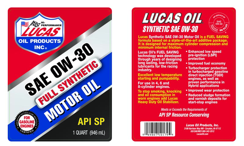 Syn 0W-30 Motor Oil - Quart (Label)