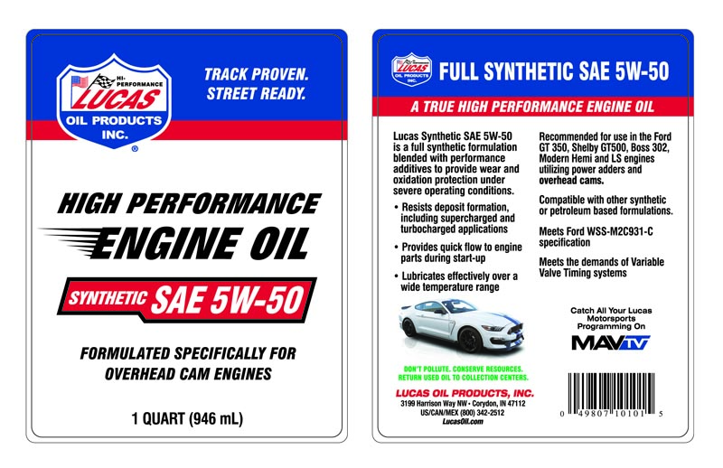 Syn 5W-50 Motor Oil - Quart (Label)